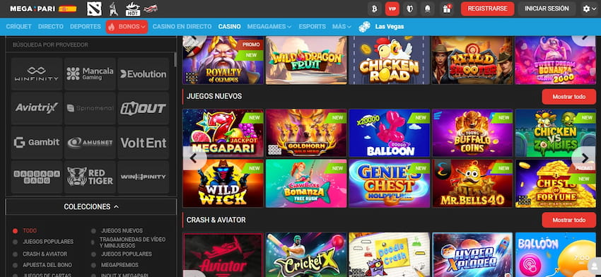 Megapari Casino Homepage