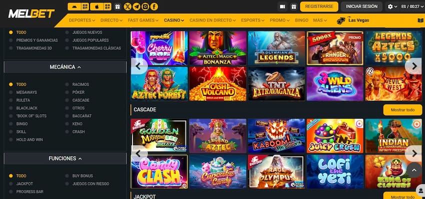 Melbet Casino Homepage